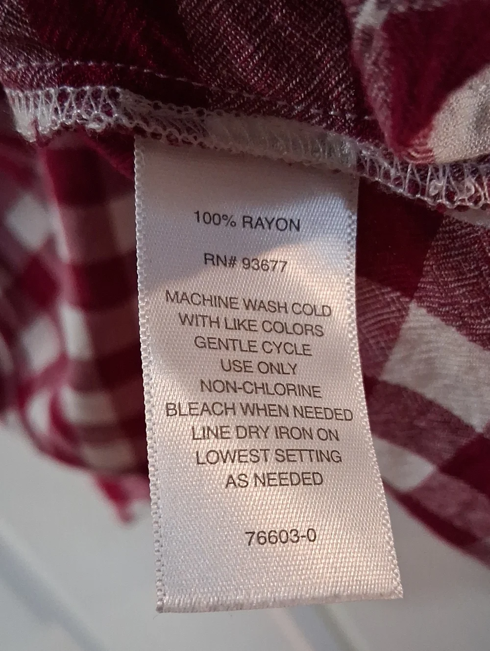 Liz Claiborne Raspberry and White Gingham V-Neck Blouse